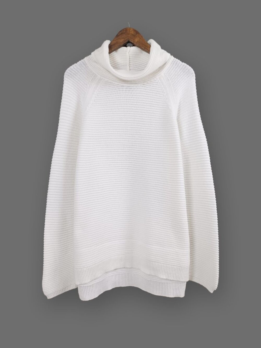 Kenneth Cole Reaction Cotton Rib Knit Hi-Low Turtleneck Sweater L